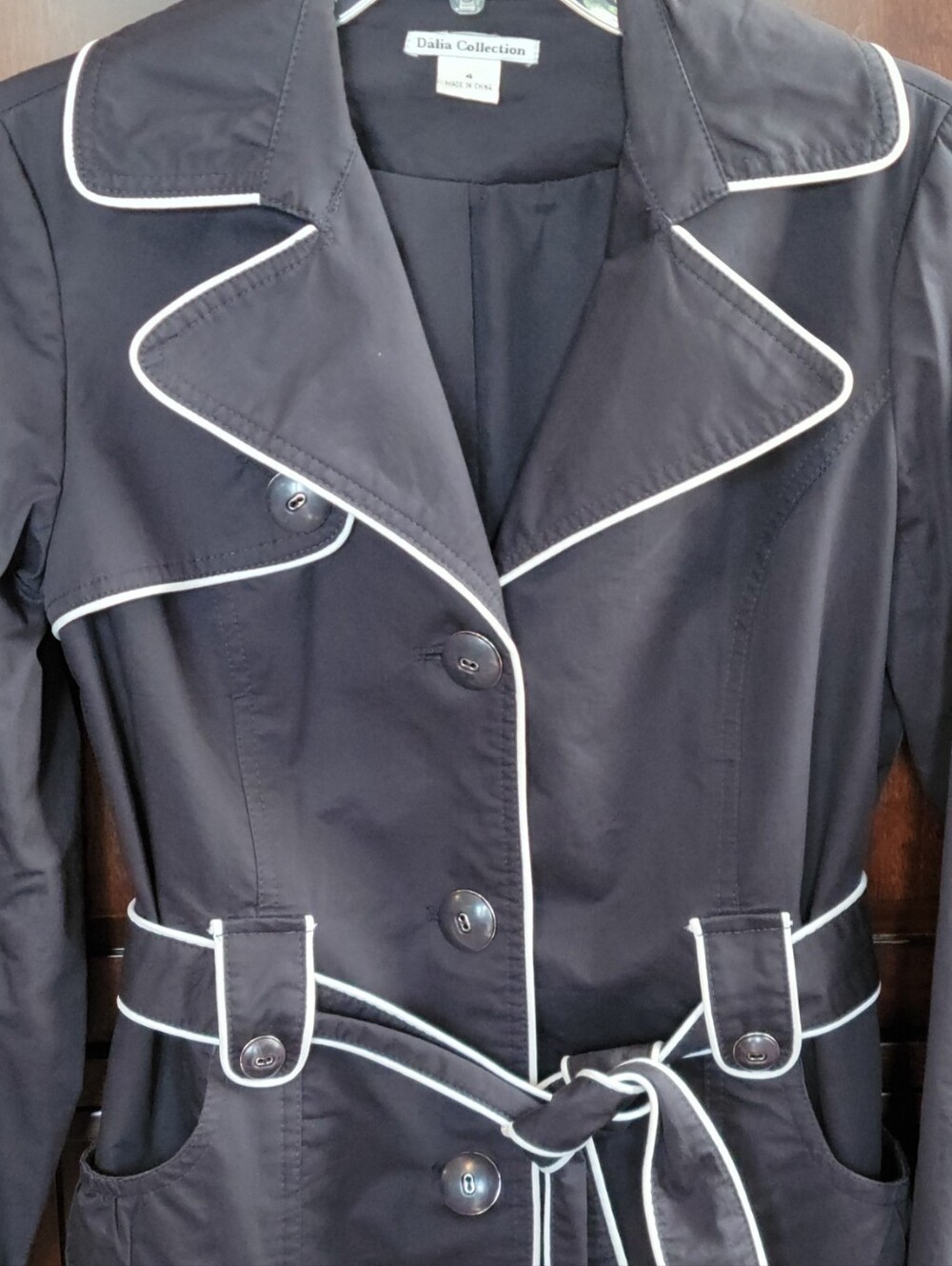 Trench Coat Jacket - Size 4 - Black